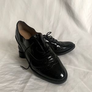 Black patent lace up shoes